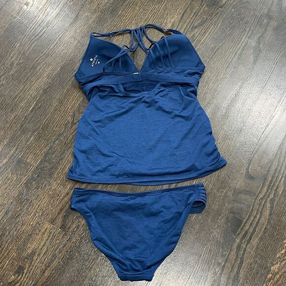 Athleta Aqualuxe Swimsuit Women’s Medium Blue Two Piece Strappy 212829 - Picture 2 of 10